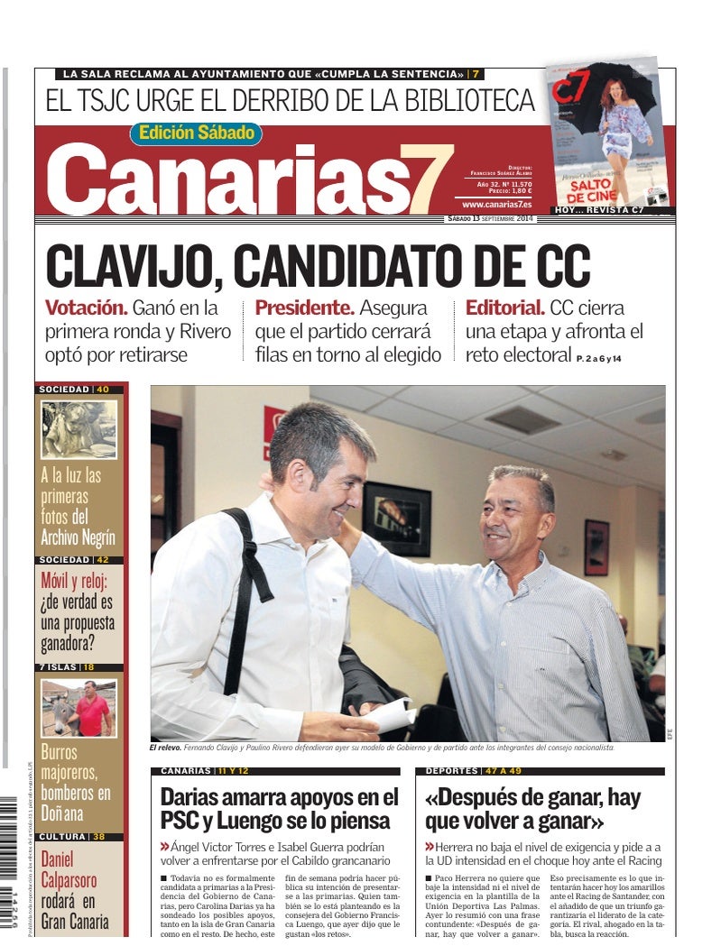 Portada Canarias7 13-09-2014