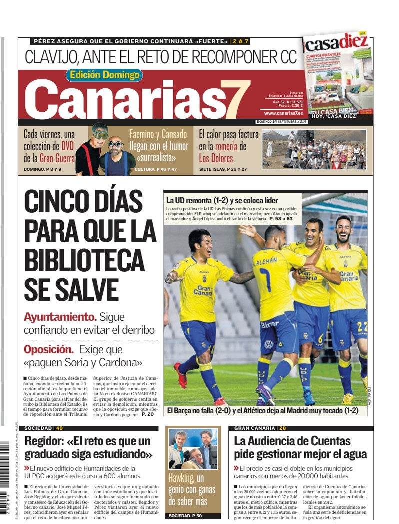 Portada Canarias7 14-09-2014