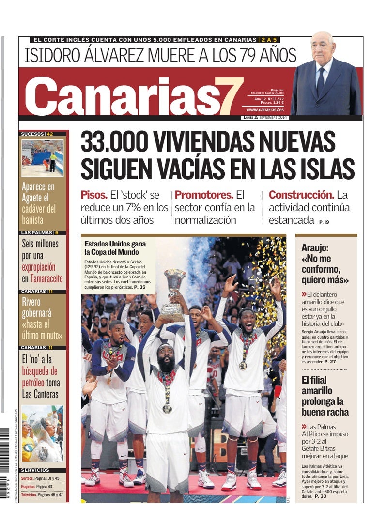Portada Canarias7 15-09-2014
