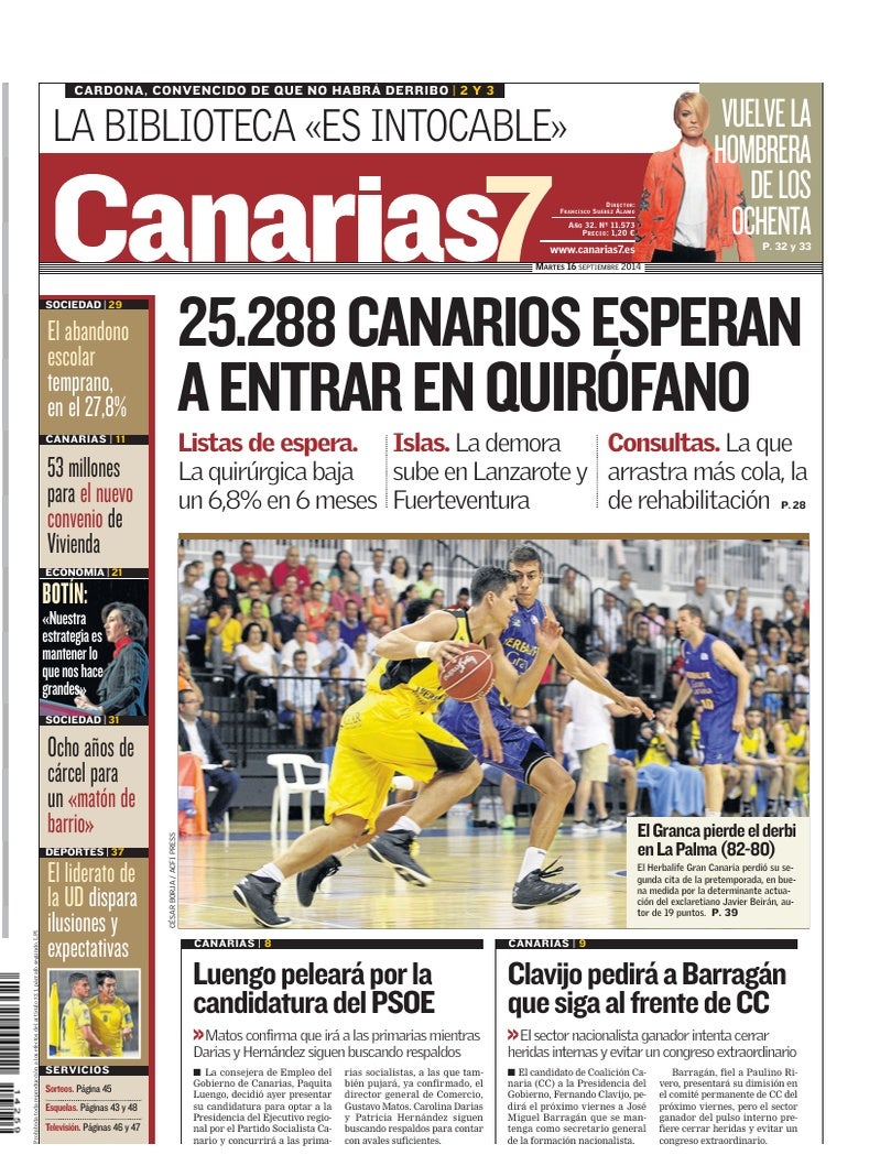 Portada Canarias7 16-09-2014