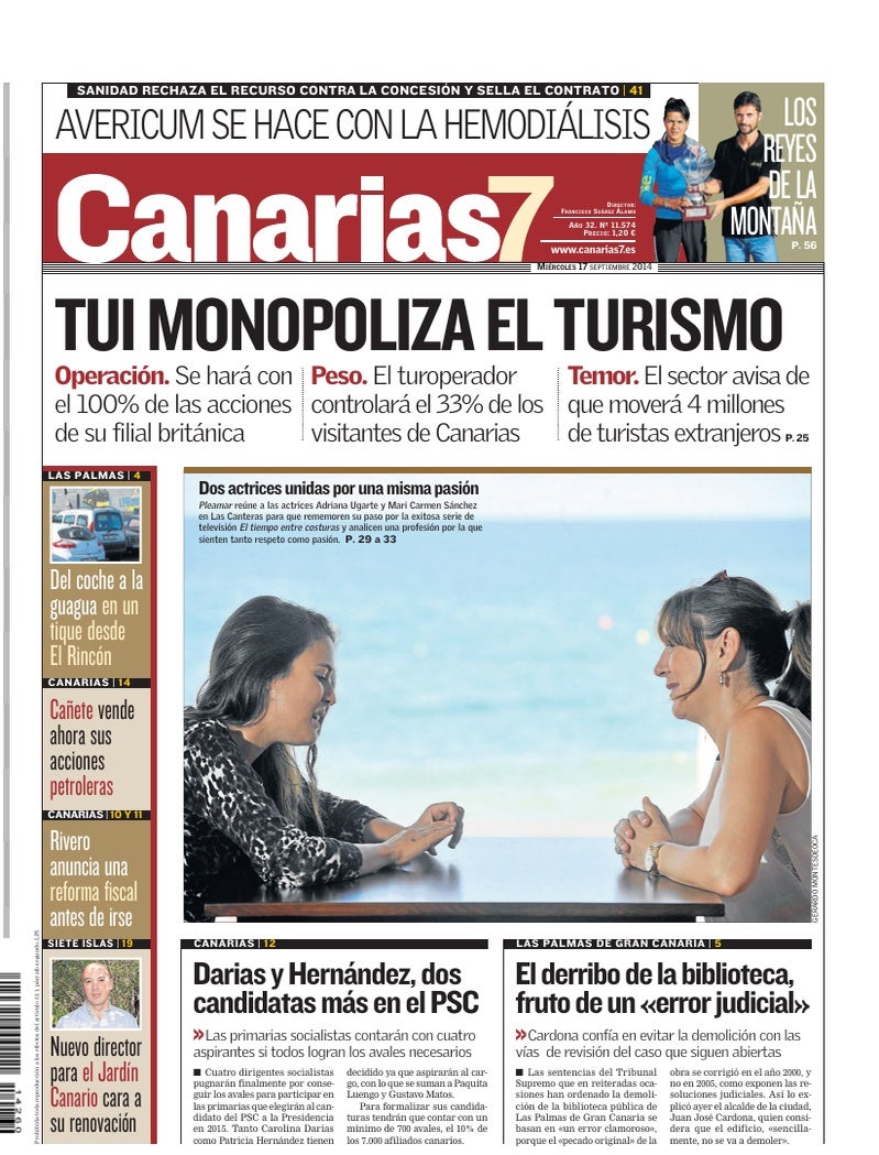 Portada Canarias7 17-09-2014