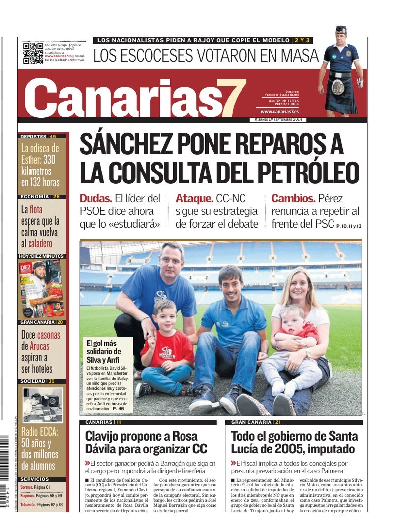 Portada Canarias7 19-09-2014