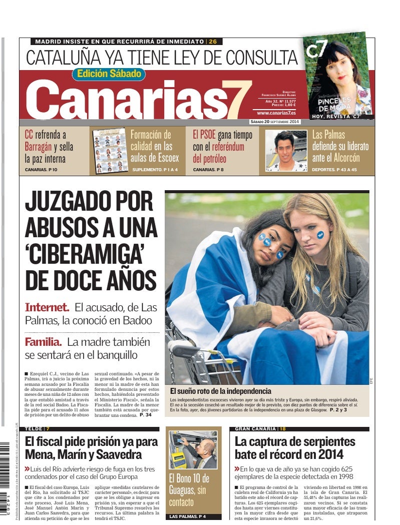 Portada Canarias7 20-09-2014
