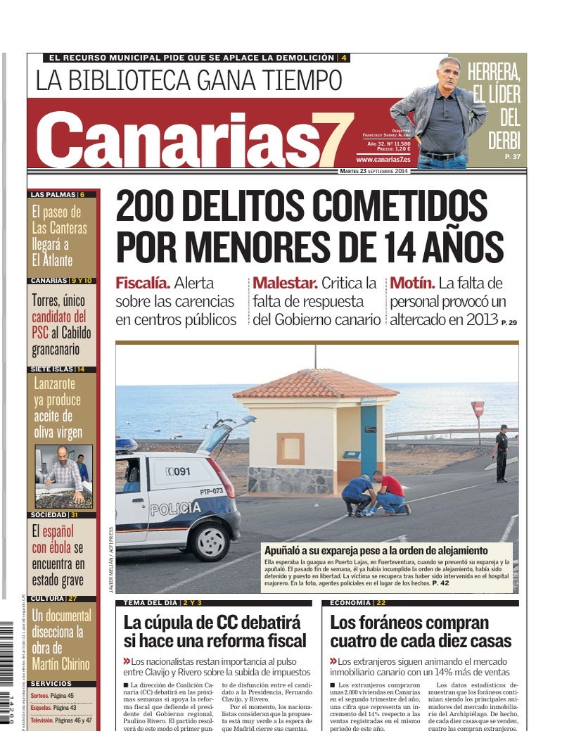 Portada Canarias7 23-09-2014