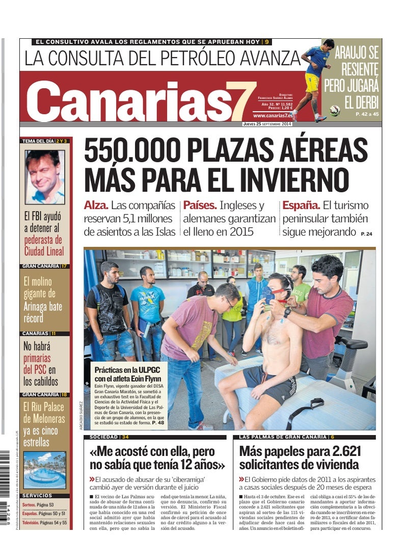 Portada Canarias7 25-09-2014