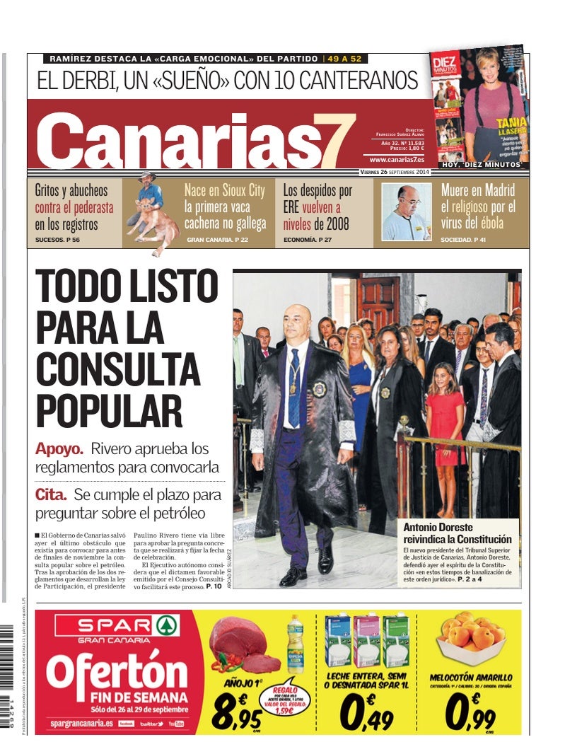 Portada Canarias7 26-09-2014