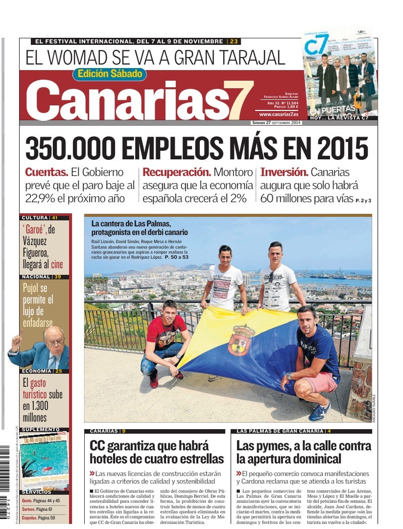 Portada Canarias7 27-09-2014