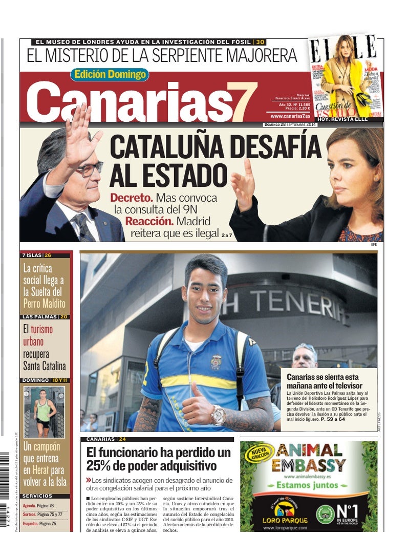 Portada Canarias7 28-09-2014