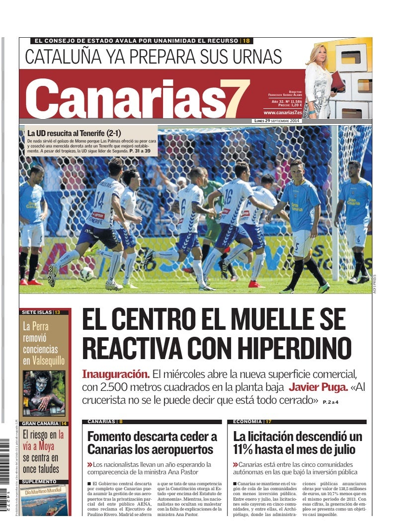 Portada Canarias7 29-09-2014