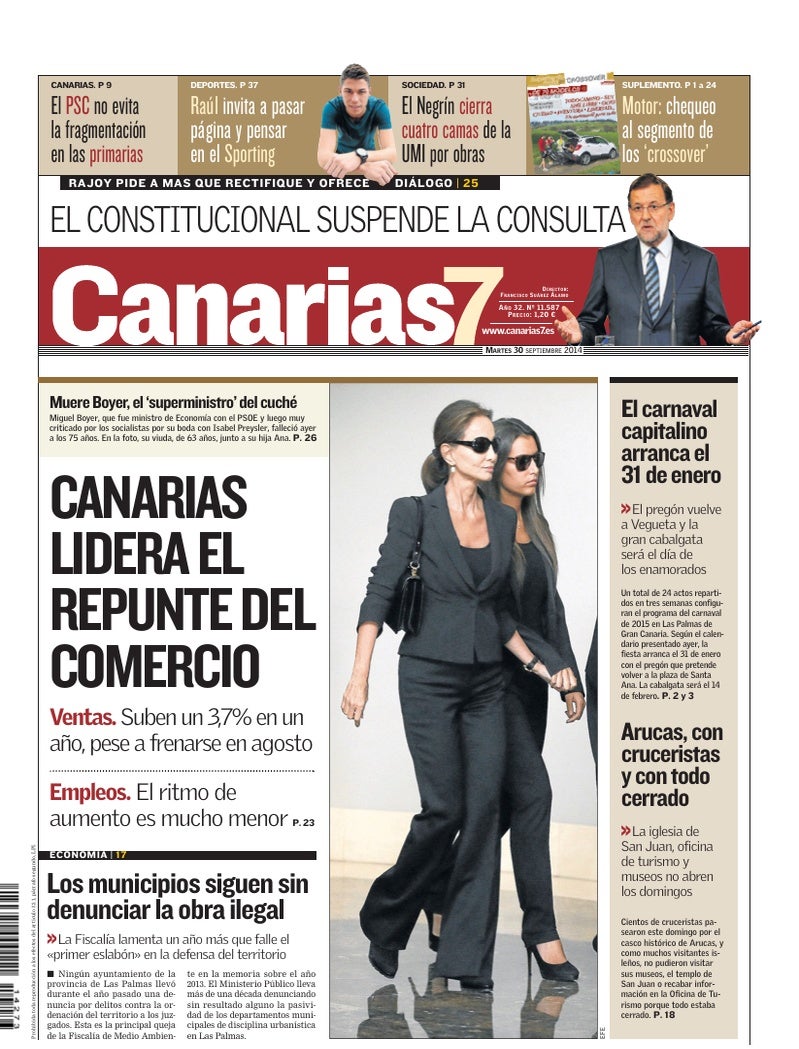 Portada Canarias7 30-09-2014