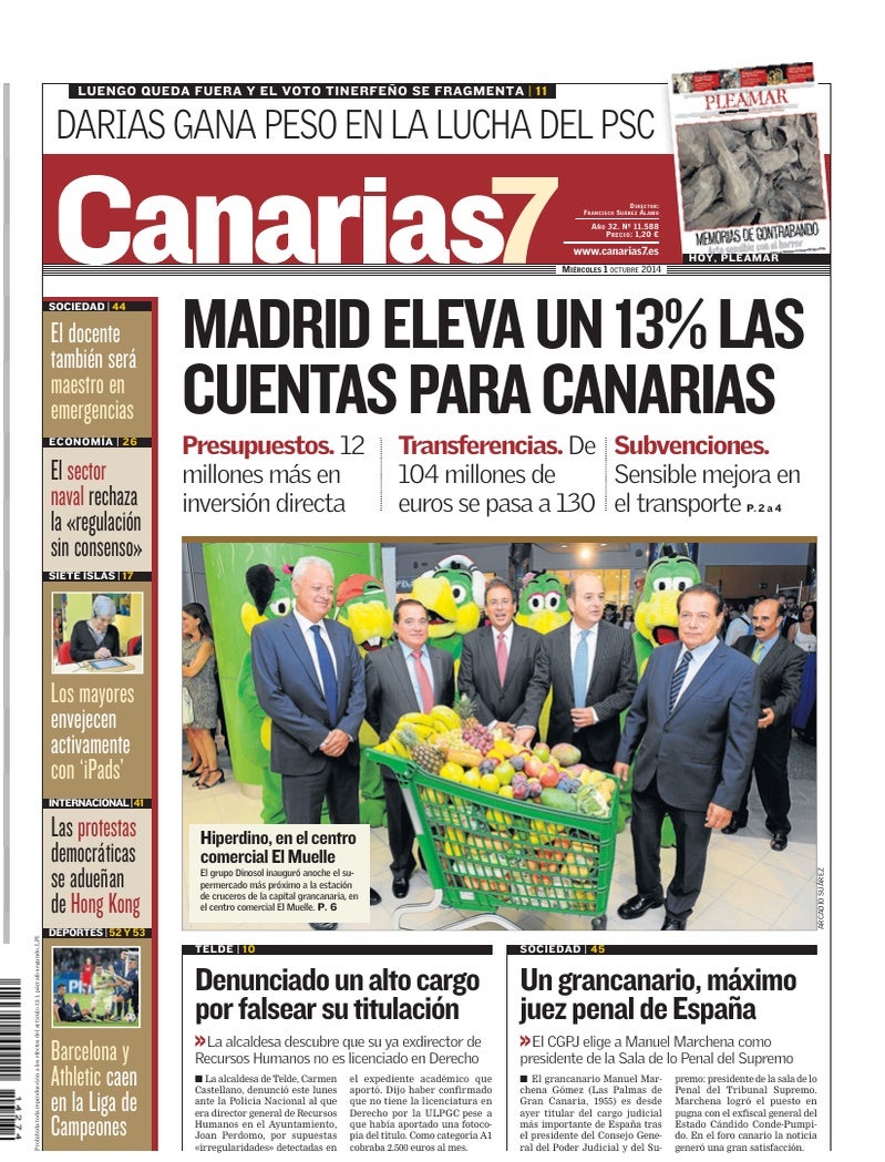 Portada Canarias7 01-10-2014