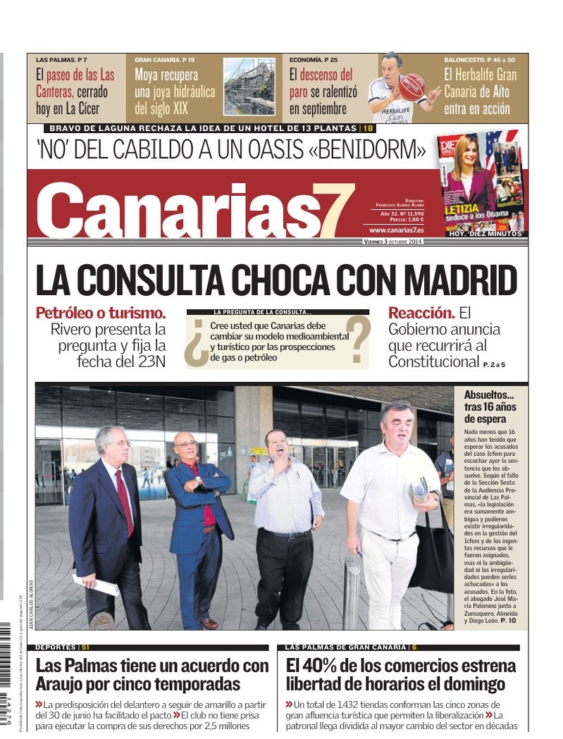 Portada Canarias7 03-10-2014