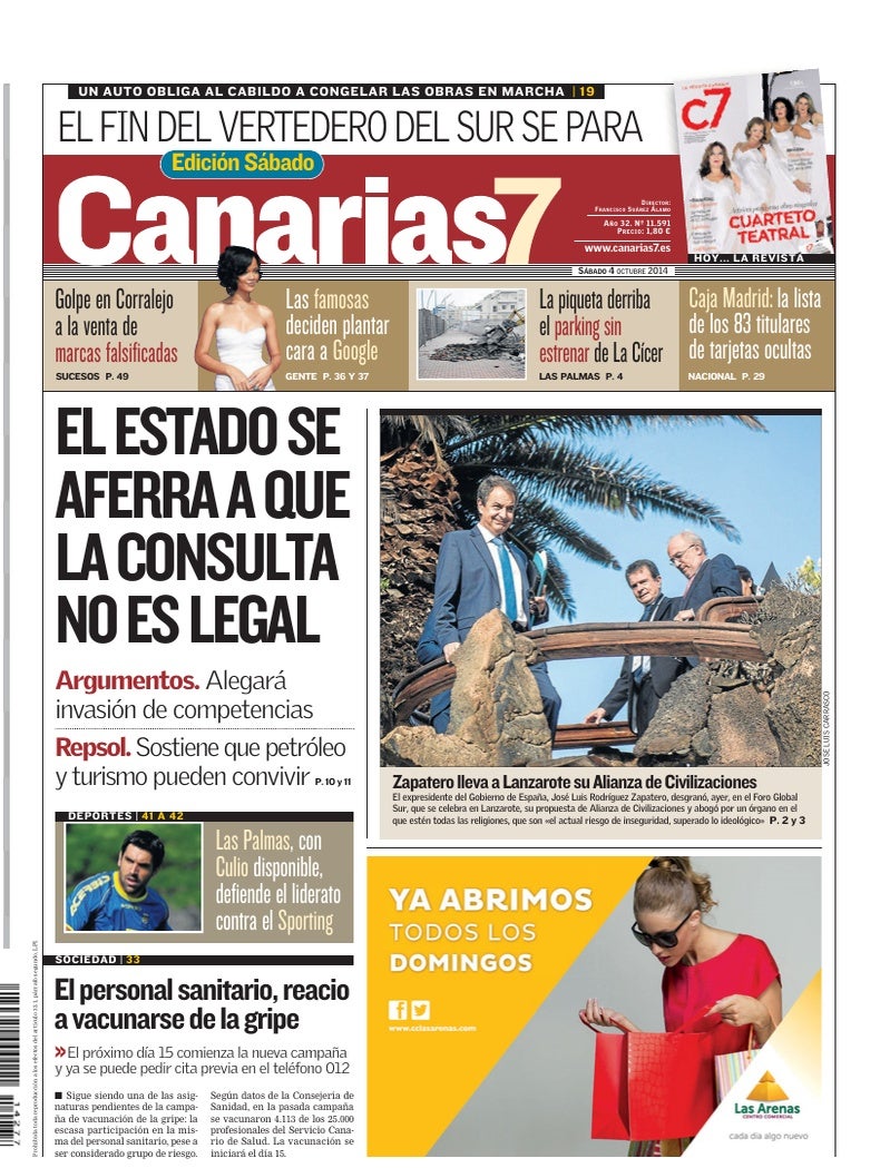 Portada Canarias7 04-10-2014