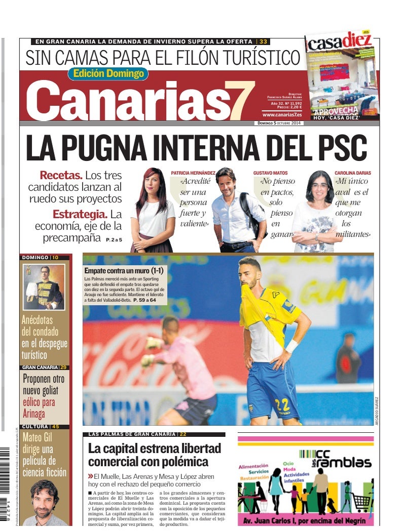 Portada Canarias7 05-10-2014