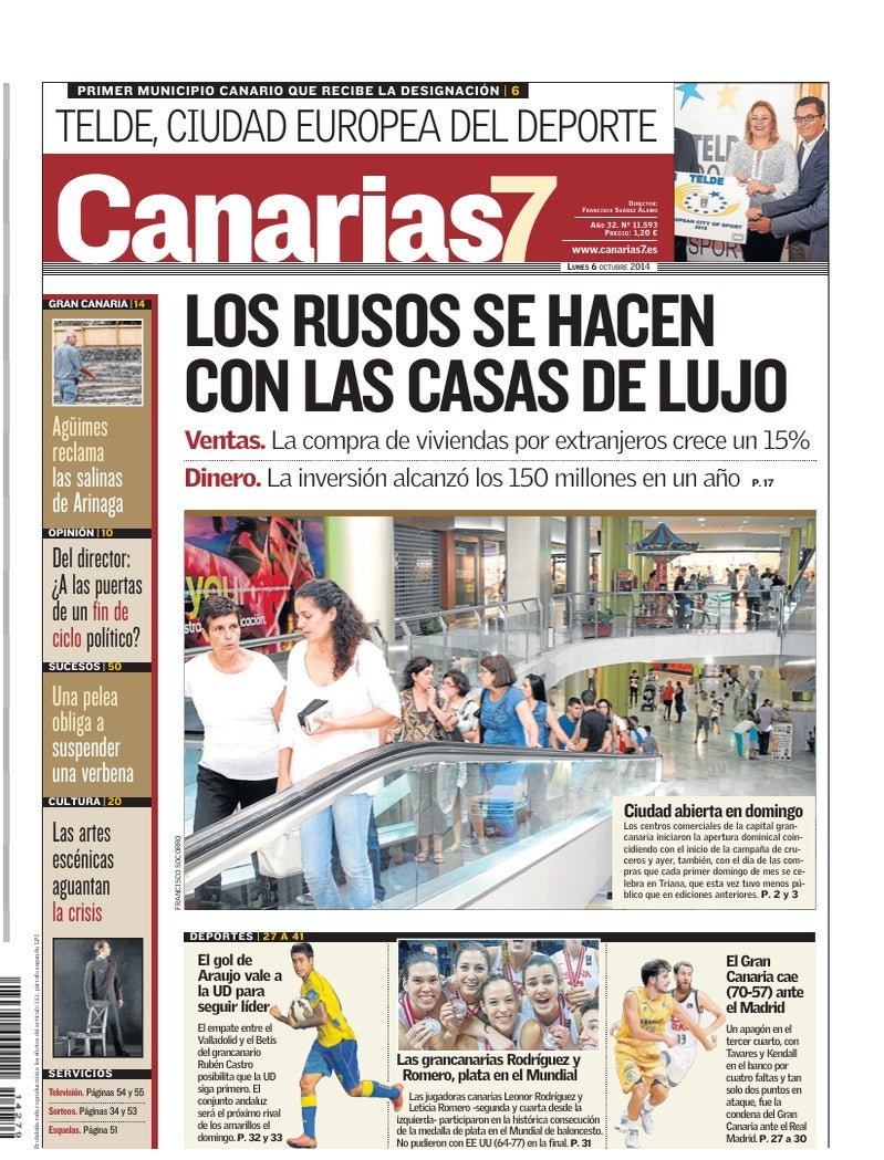 Portada Canarias7 06-10-2014