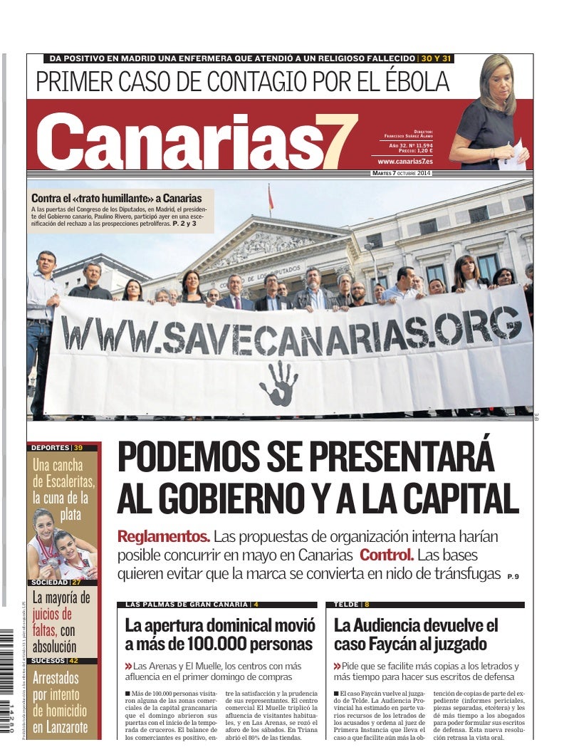 Portada Canarias7 07-10-2014