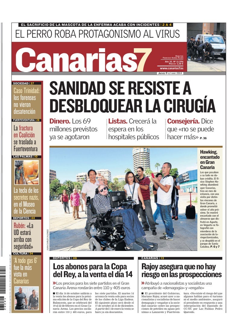 Portada Canarias7 09-10-2014