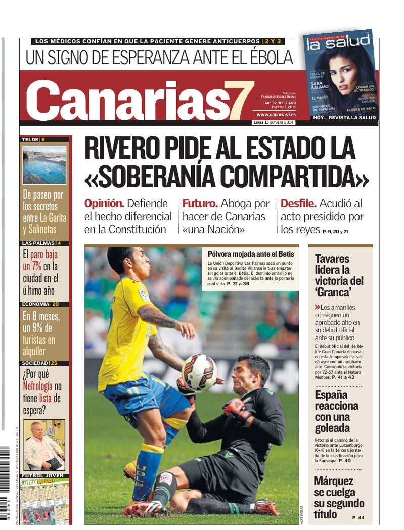 Portada Canarias7 13-10-2014