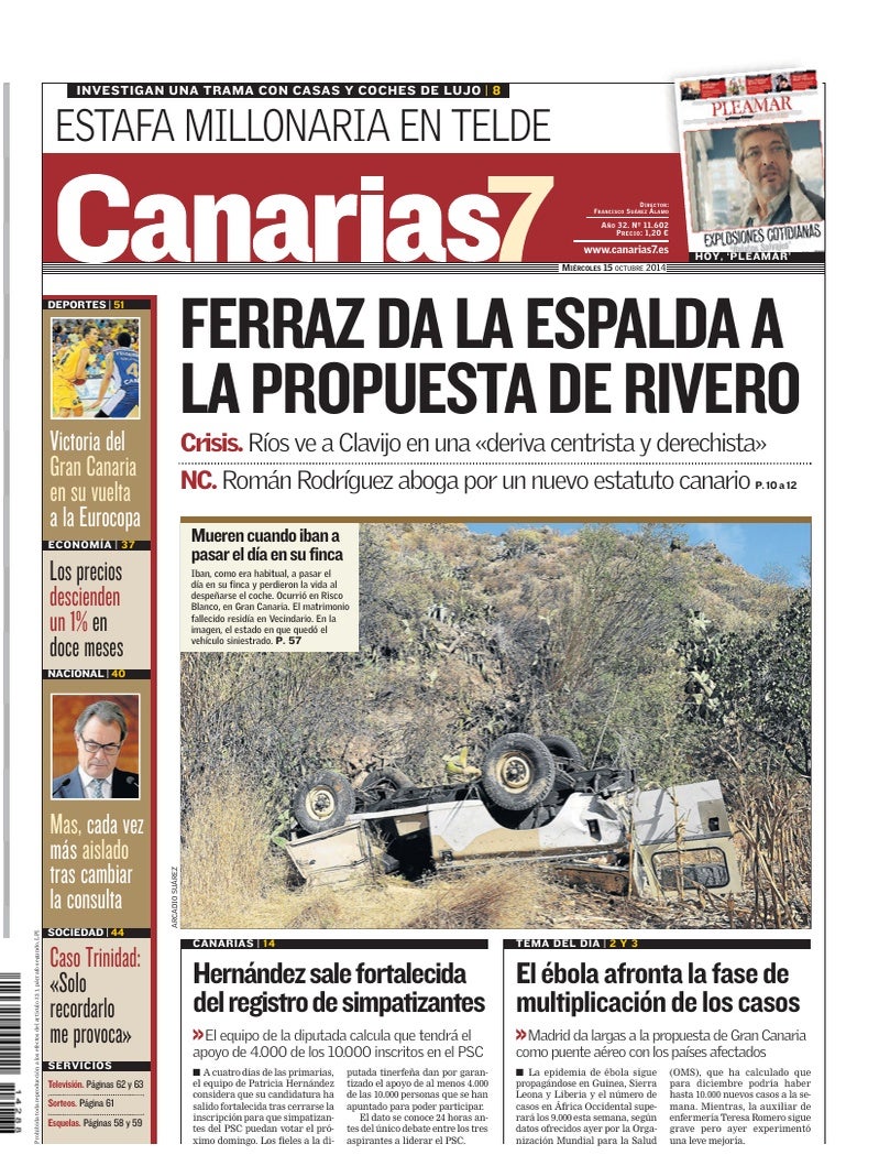 Portada Canarias7 15-10-2014
