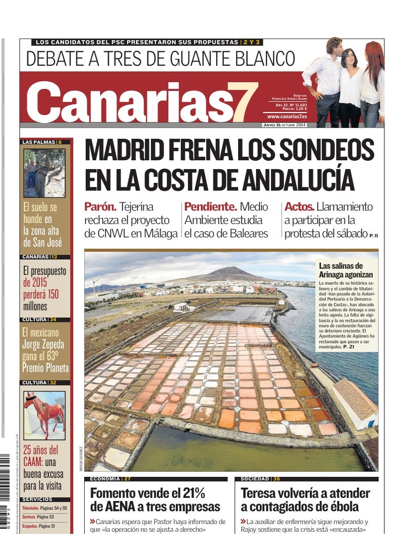 Portada Canarias7 16-10-2014