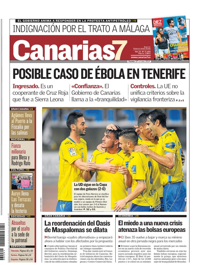 Portada Canarias7 17-10-2014