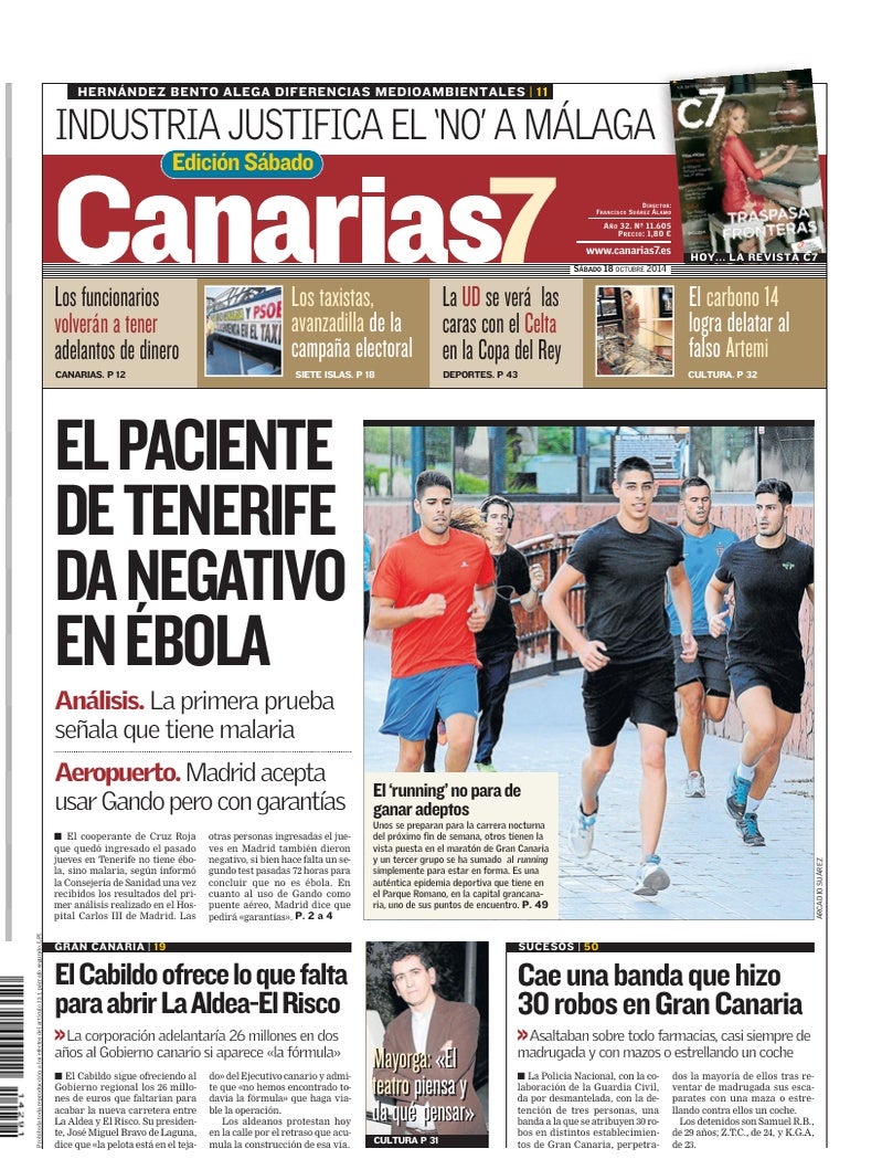 Portada Canarias7 18-10-2014