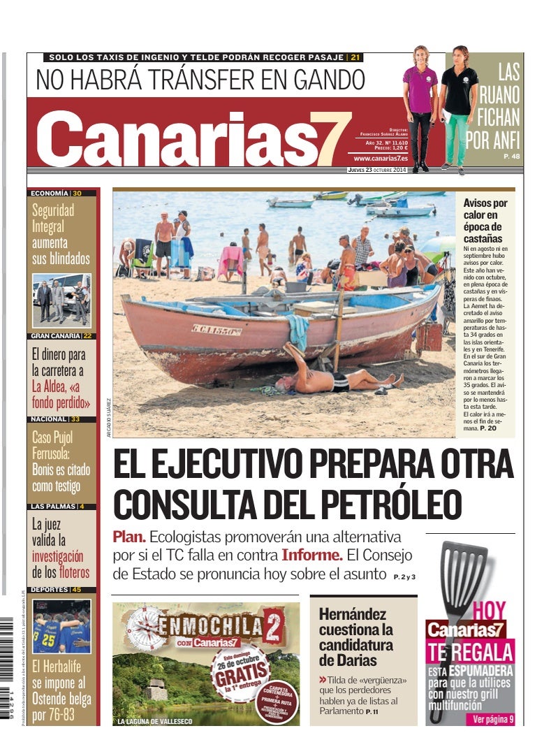 Portada Canarias7 23-10-2014