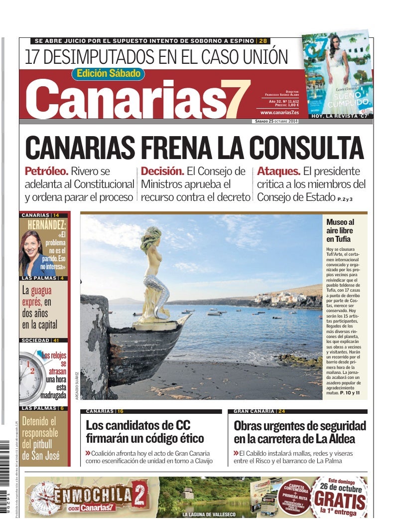 Portada Canarias7 25-10-2014
