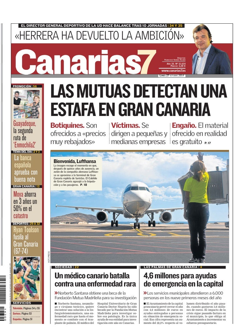 Portada Canarias7 27-10-2014