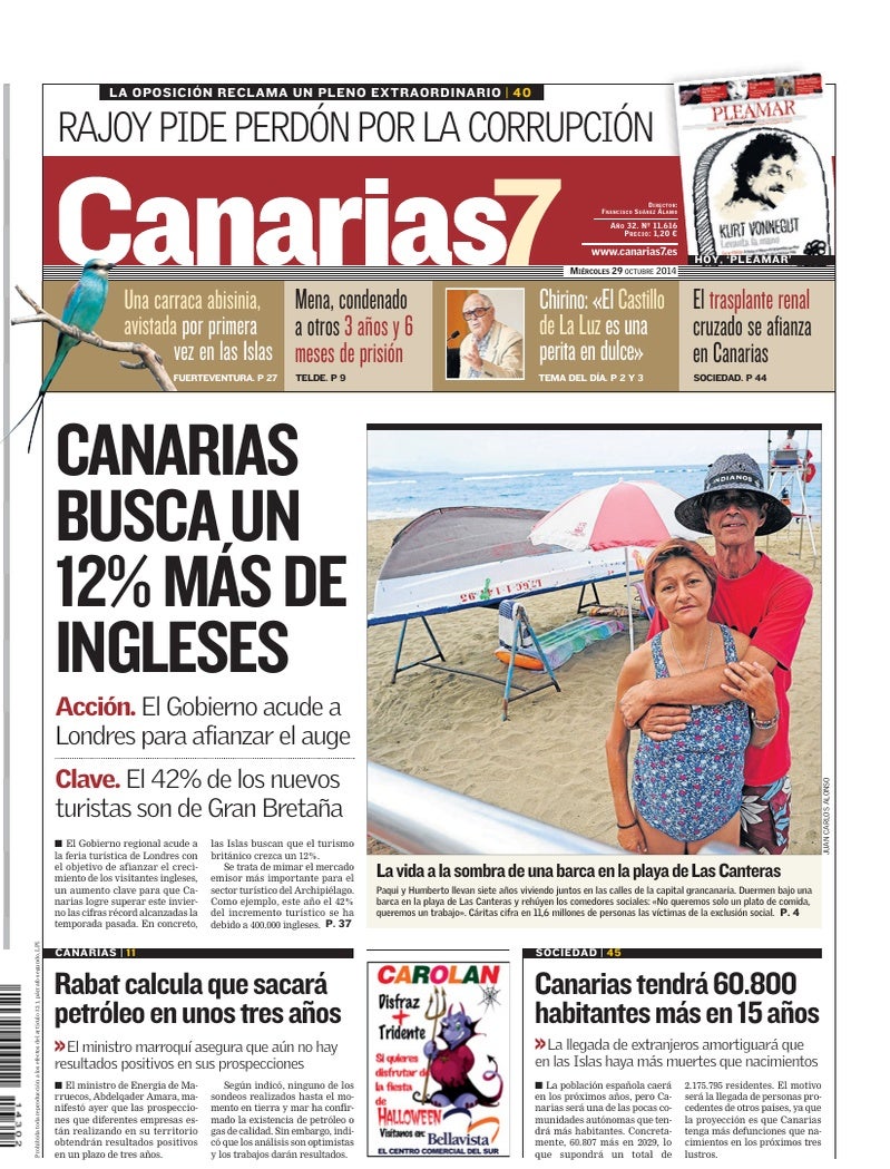 Portada Canarias7 29-10-2014