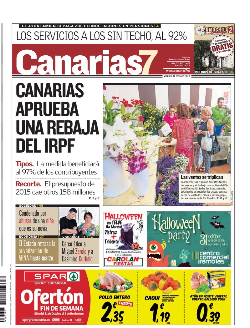 Portada Canarias7 31-10-2014