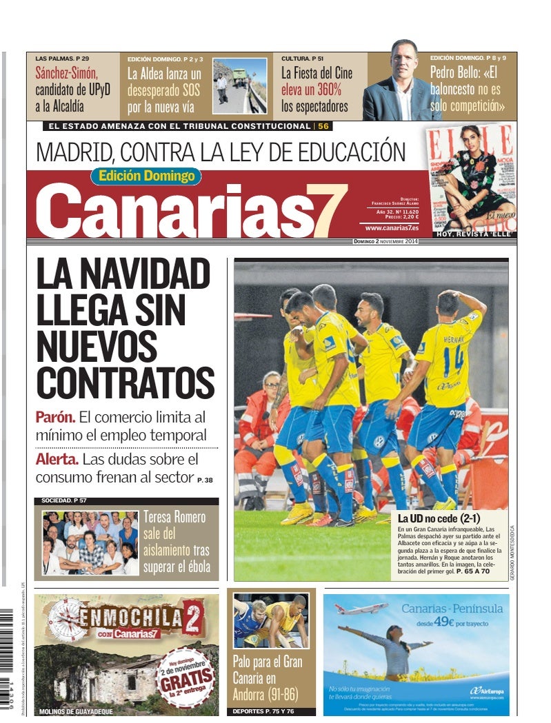 Portada Canarias7 02-11-2014