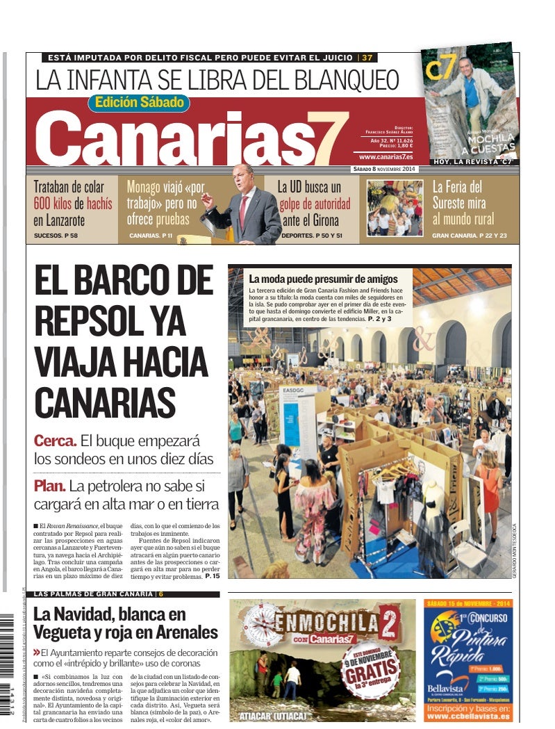 Portada Canarias7 08-11-2014