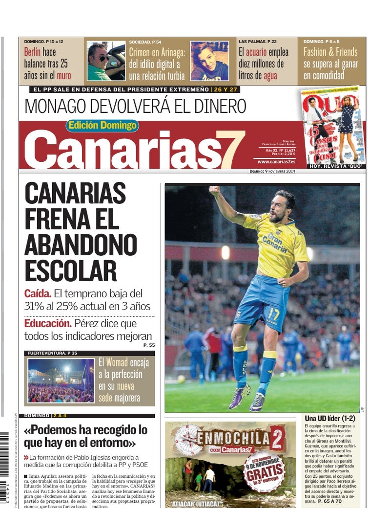Portada Canarias7 09-11-2014