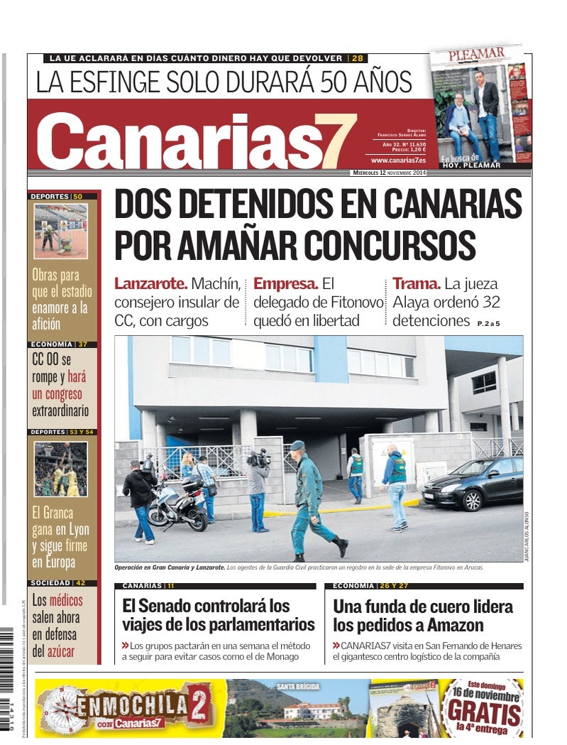 Portada Canarias7 12-11-2014