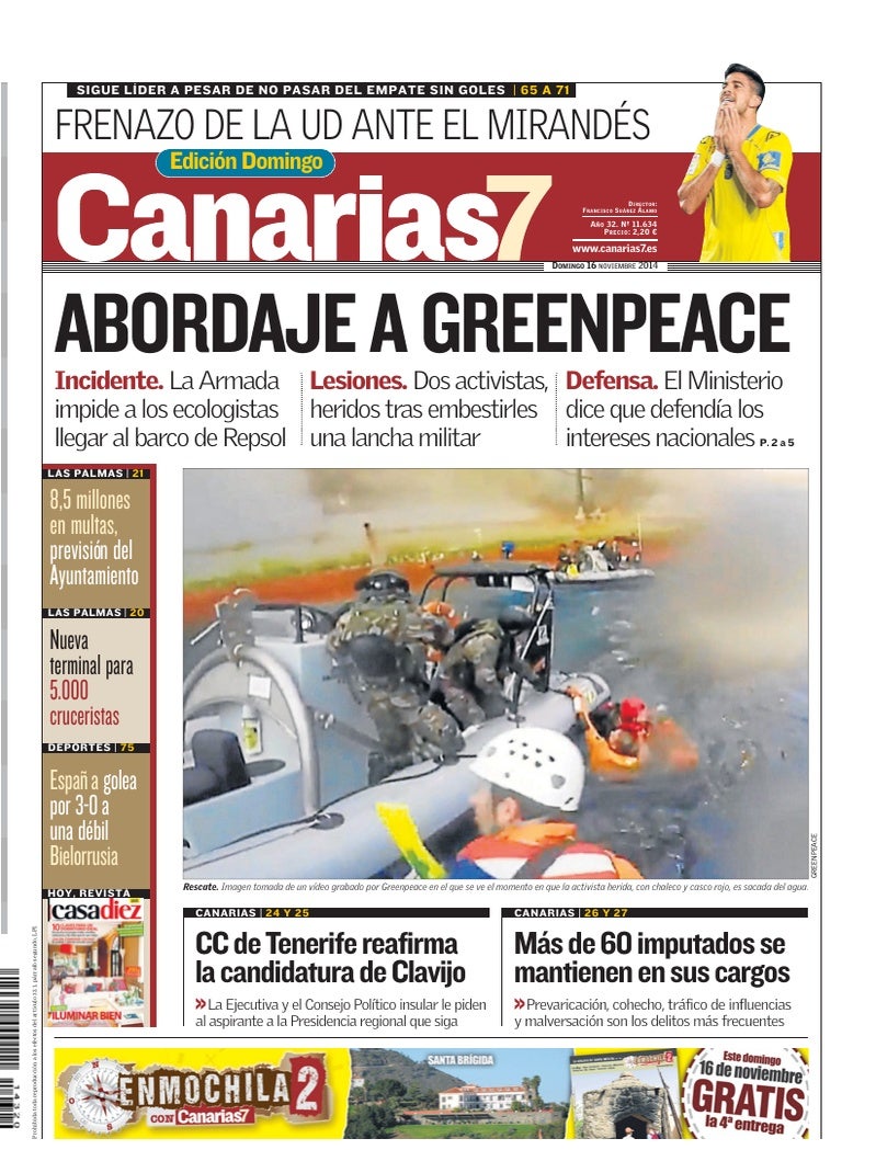 Portada Canarias7 16-11-2014