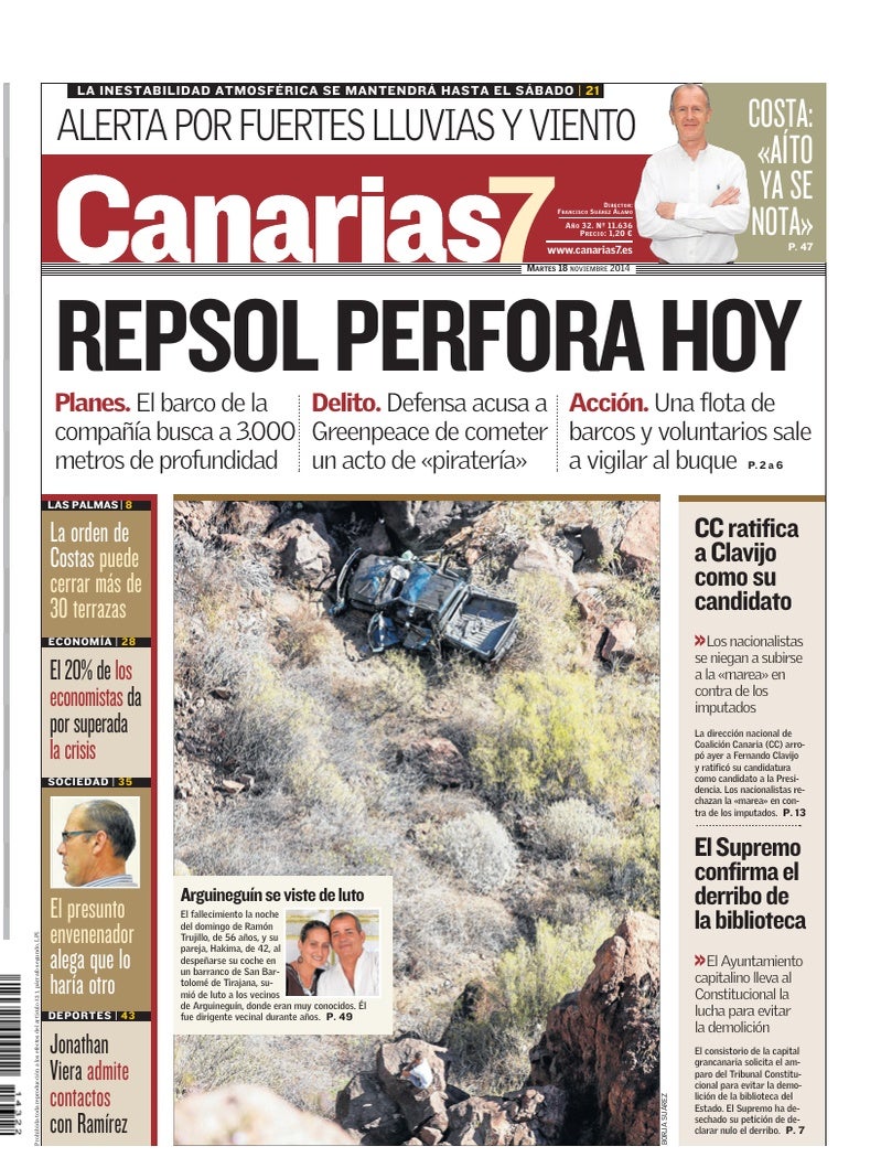 Portada Canarias7 18-11-2014