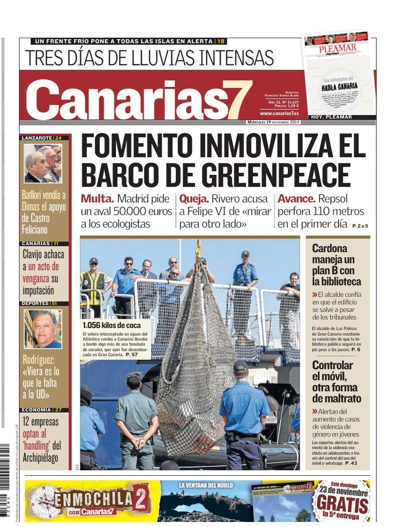 Portada Canarias7 19-11-2014