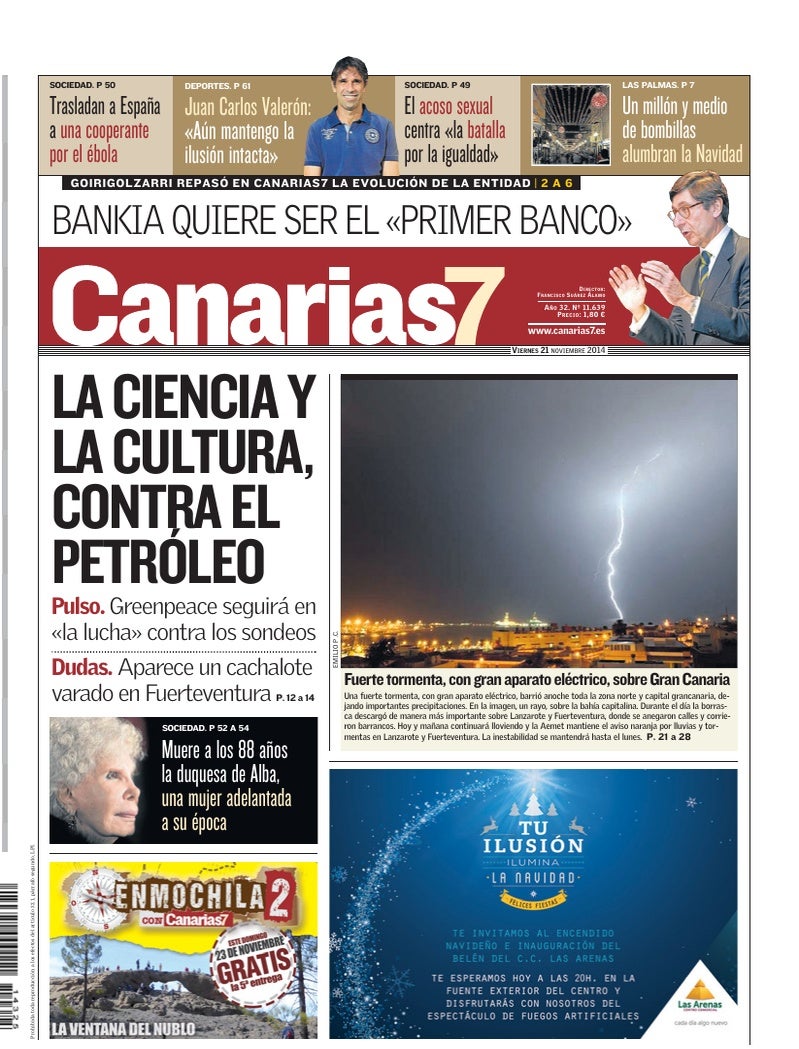 Portada Canarias7 21-11-2014