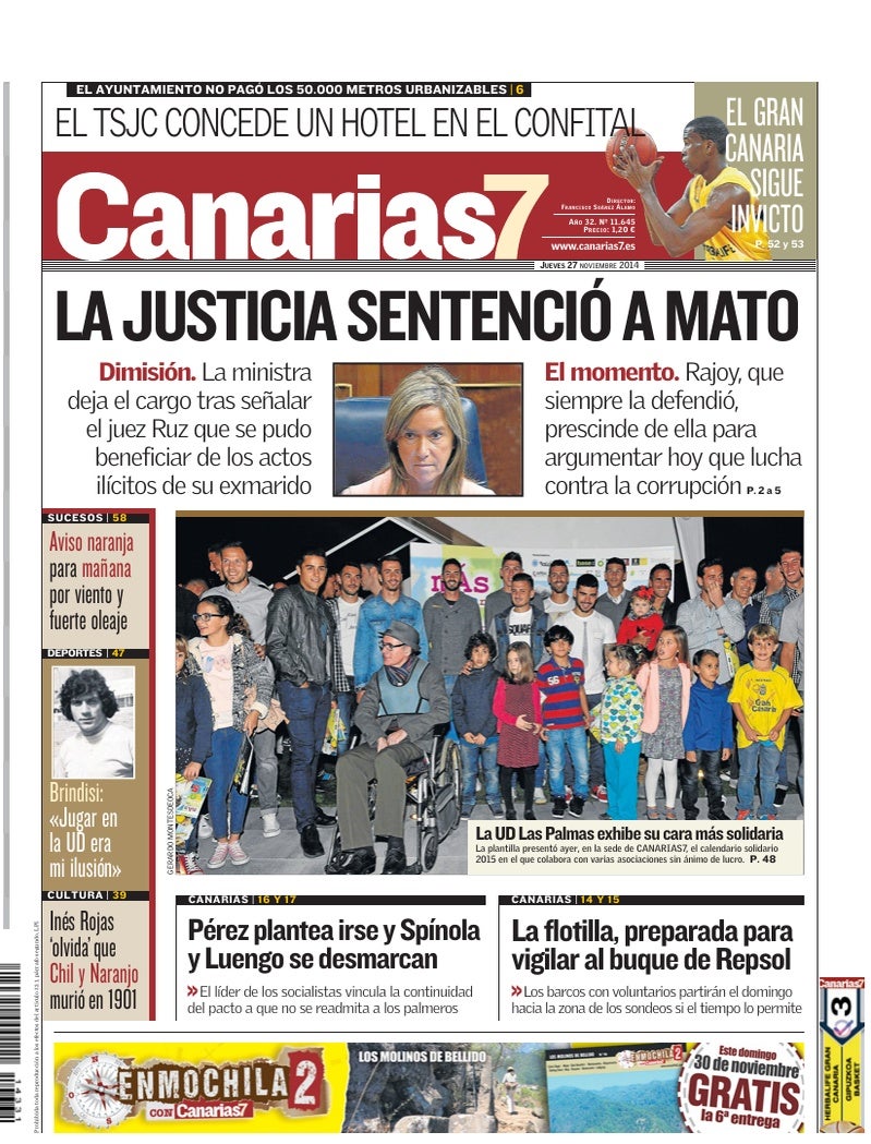Portada Canarias7 27-11-2014