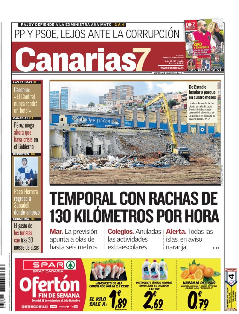 Portada Canarias7 28-11-2014