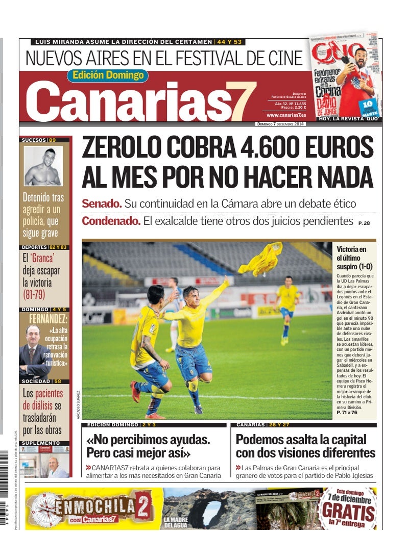 Portada Canarias7 07-12-2014