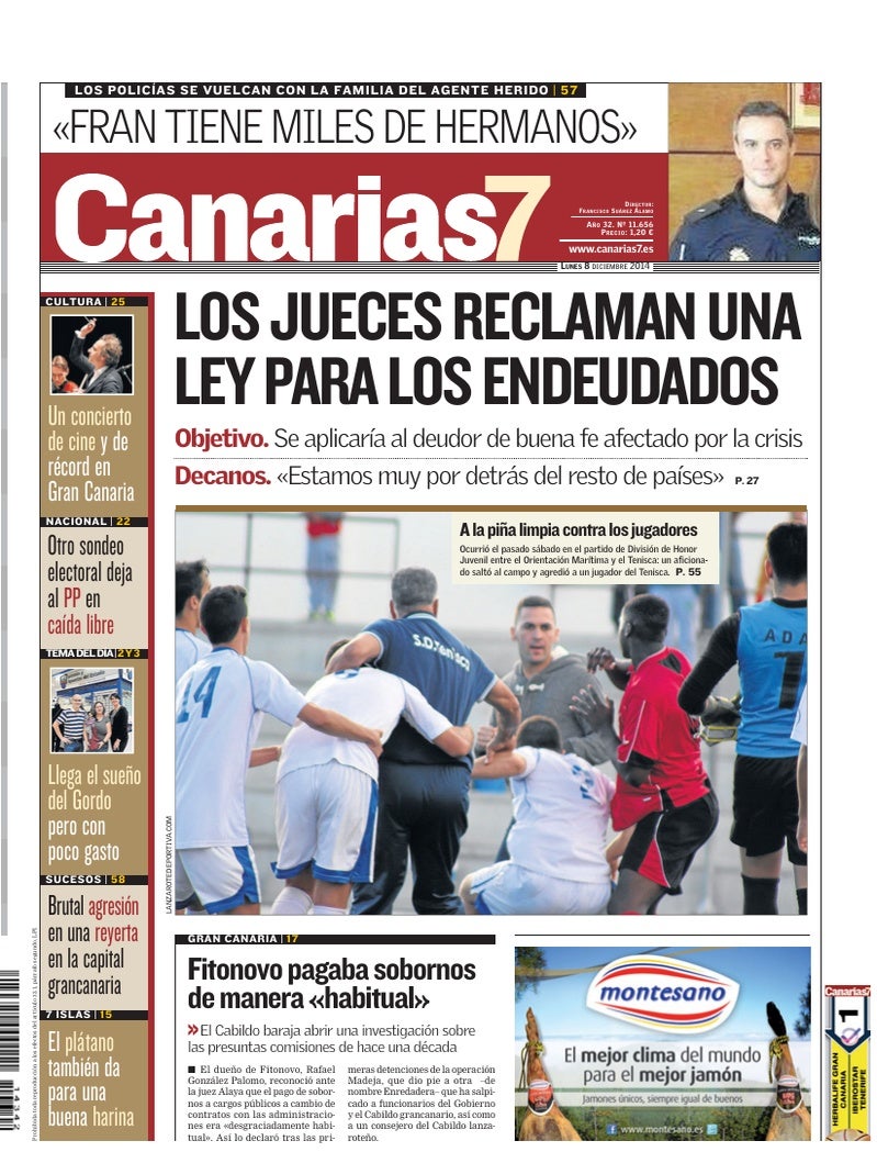 Portada Canarias7 08-12-2014