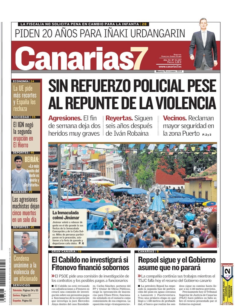 Portada Canarias7 09-12-2014