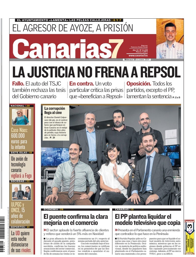 Portada Canarias7 10-12-2014