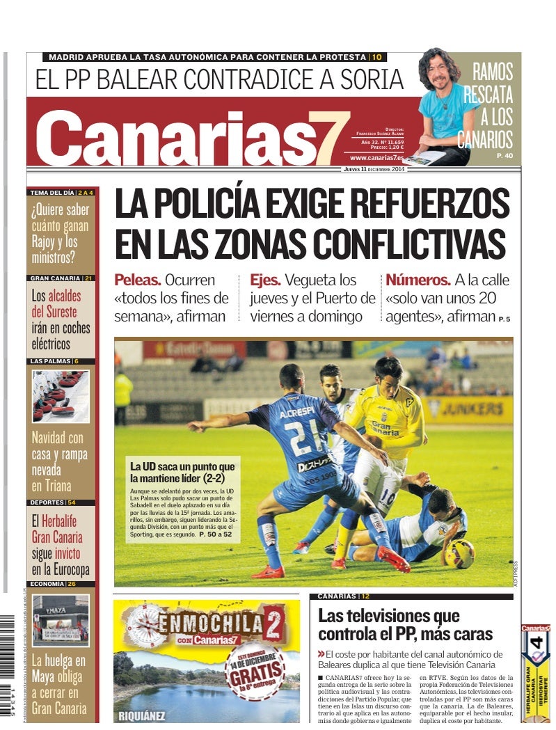 Portada Canarias7 11-12-2014