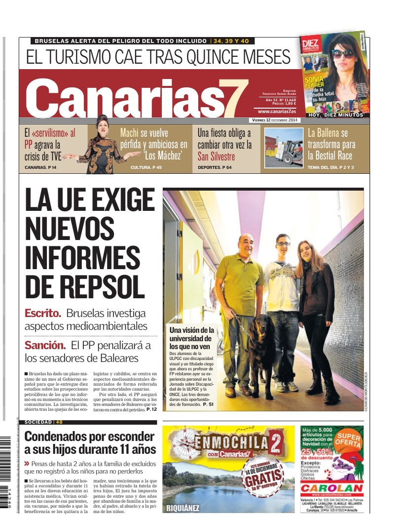 Portada Canarias7 12-12-2014