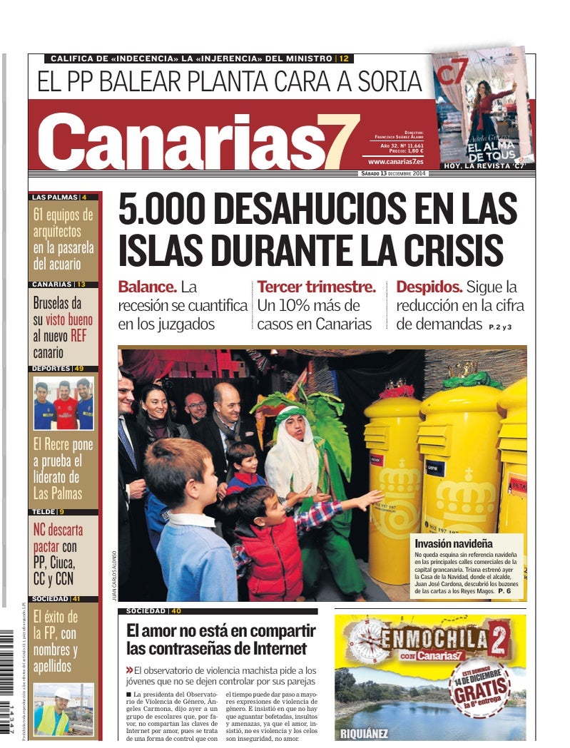 Portada Canarias7 13-12-2014