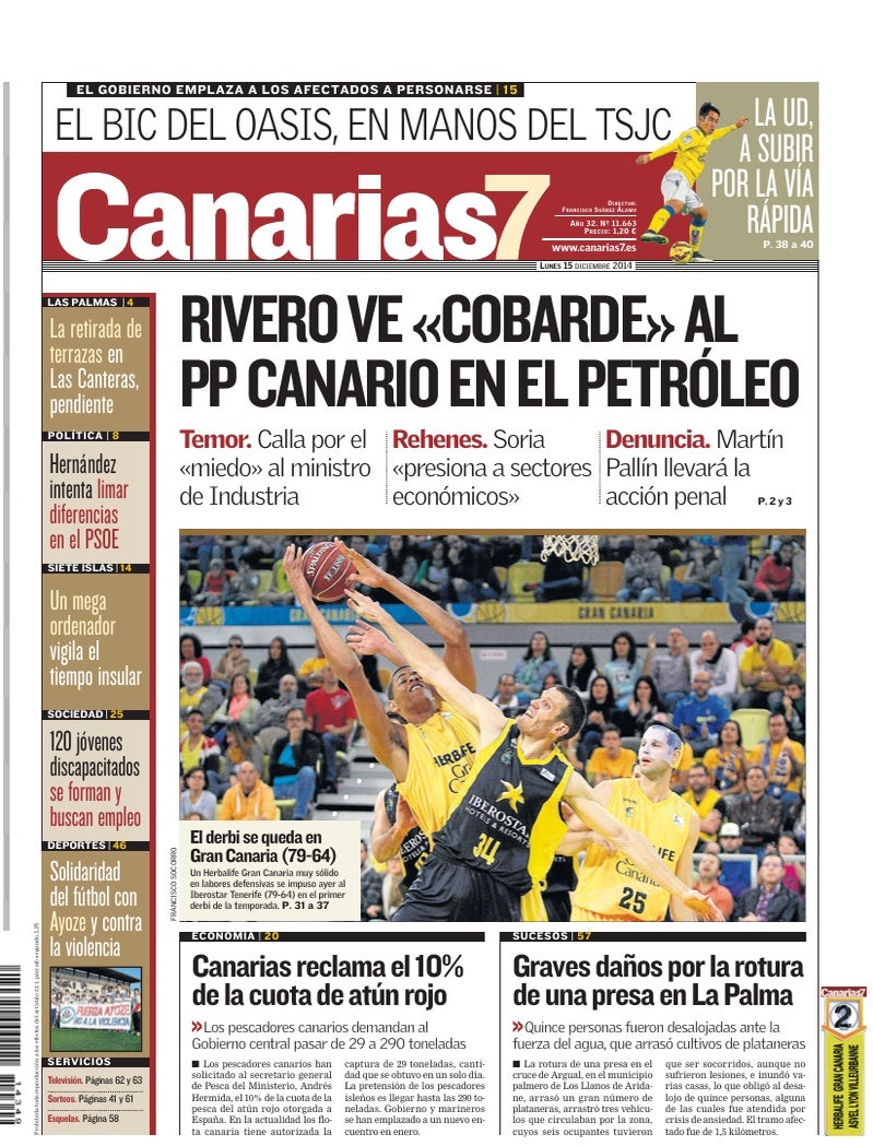 Portada Canarias7 15-12-2014