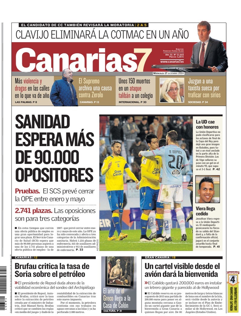 Portada Canarias7 17-12-2014